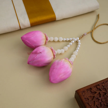 Realistic Look 3 Lines Foamiran Lotus Bridal Kunjalam - Style 1