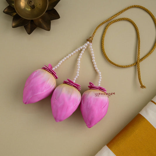Realistic Look 3 Lines Foamiran Lotus Bridal Kunjalam - Style 2