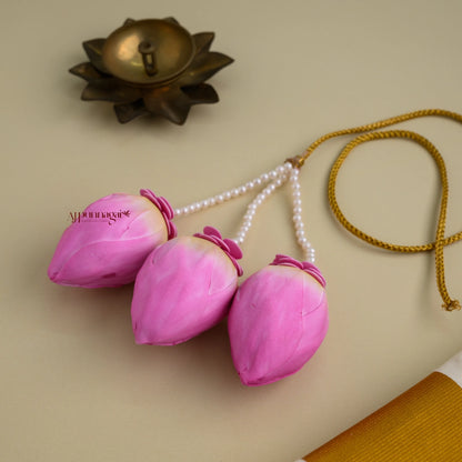 Realistic Look 3 Lines Foamiran Lotus Bridal Kunjalam - Style 2