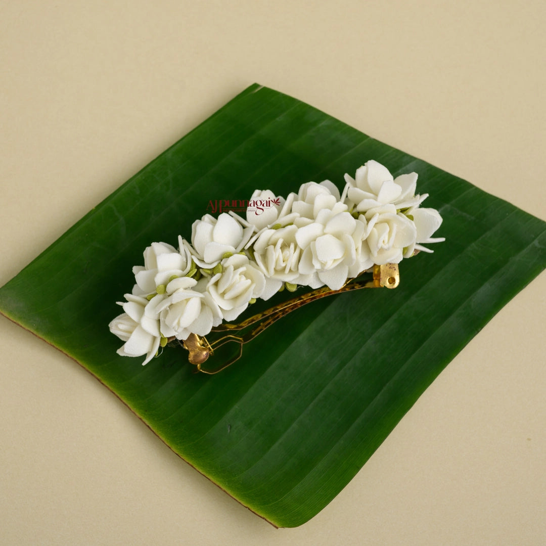 Realistic Look Semi Bloomed Malli Foamiran Centre Clip