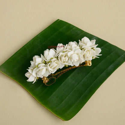 Realistic Look Semi Bloomed Malli Foamiran Centre Clip