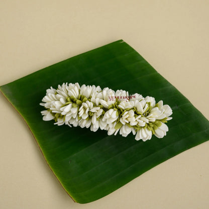 Realistic Look Mullai Poo with Green Foamiran Centre Clip