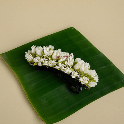 Realistic Look Mullai Poo with Green Foamiran Centre Clip