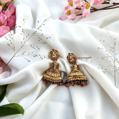 Peacock Design Pink & Green Beads Earrings