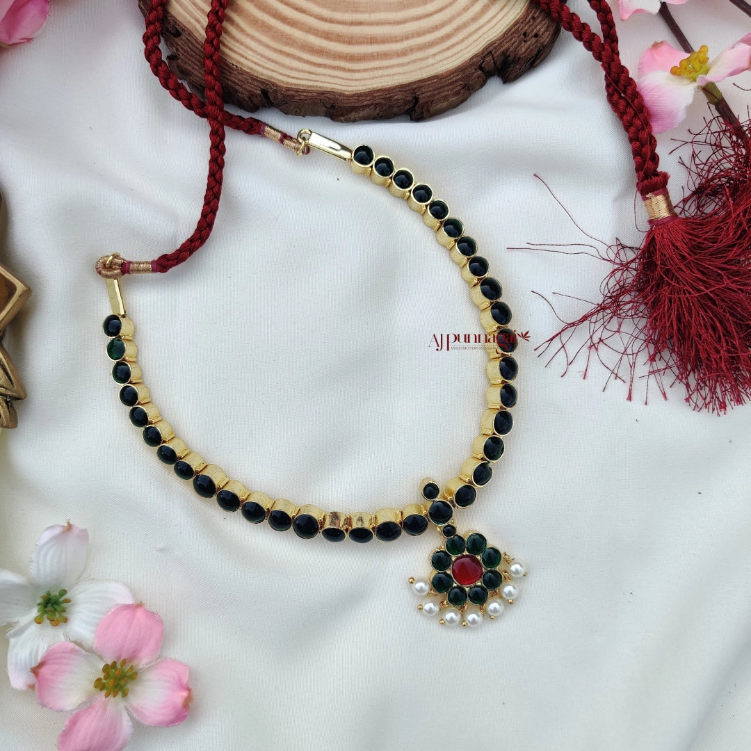 Classy South Indian Style Kemp Attigai - Green With Ruby