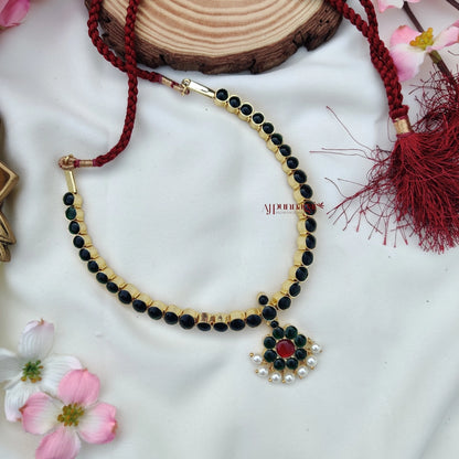 Classy South Indian Style Kemp Attigai - Green With Ruby