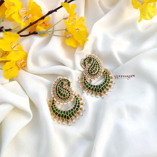 Stunning design Green kemp stone Chandbali Earring