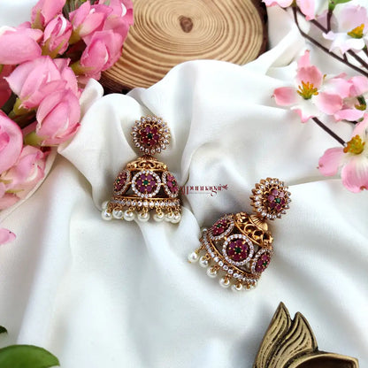 Minimalist design AD stone Jhumka - Multi