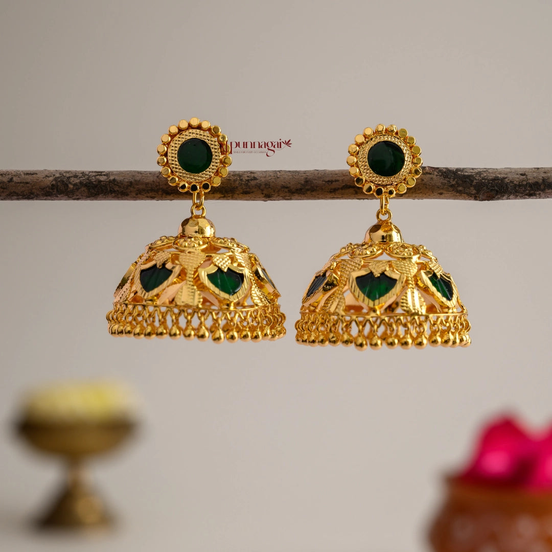 Beautiful Kerala Style Palakka Jhumka - Green