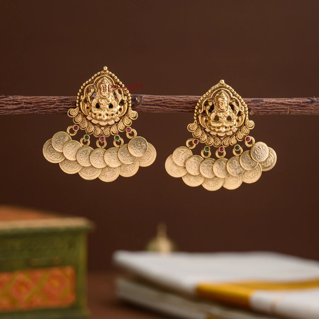 Gold Look Alike Lakshmi Coin Earring  - Multi
