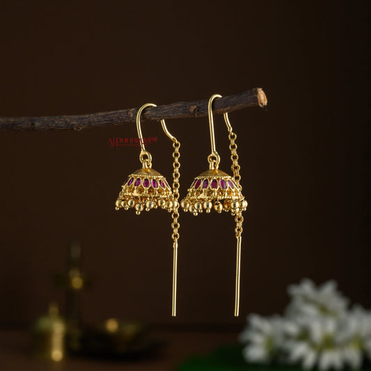 Kemp Sui Dhaga With Jhumka - Ruby
