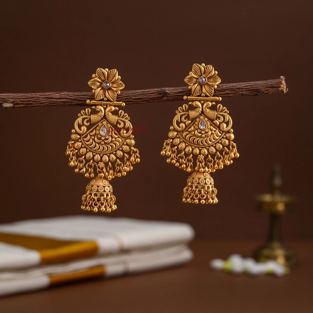 Stunning Earring With Jhumka - White