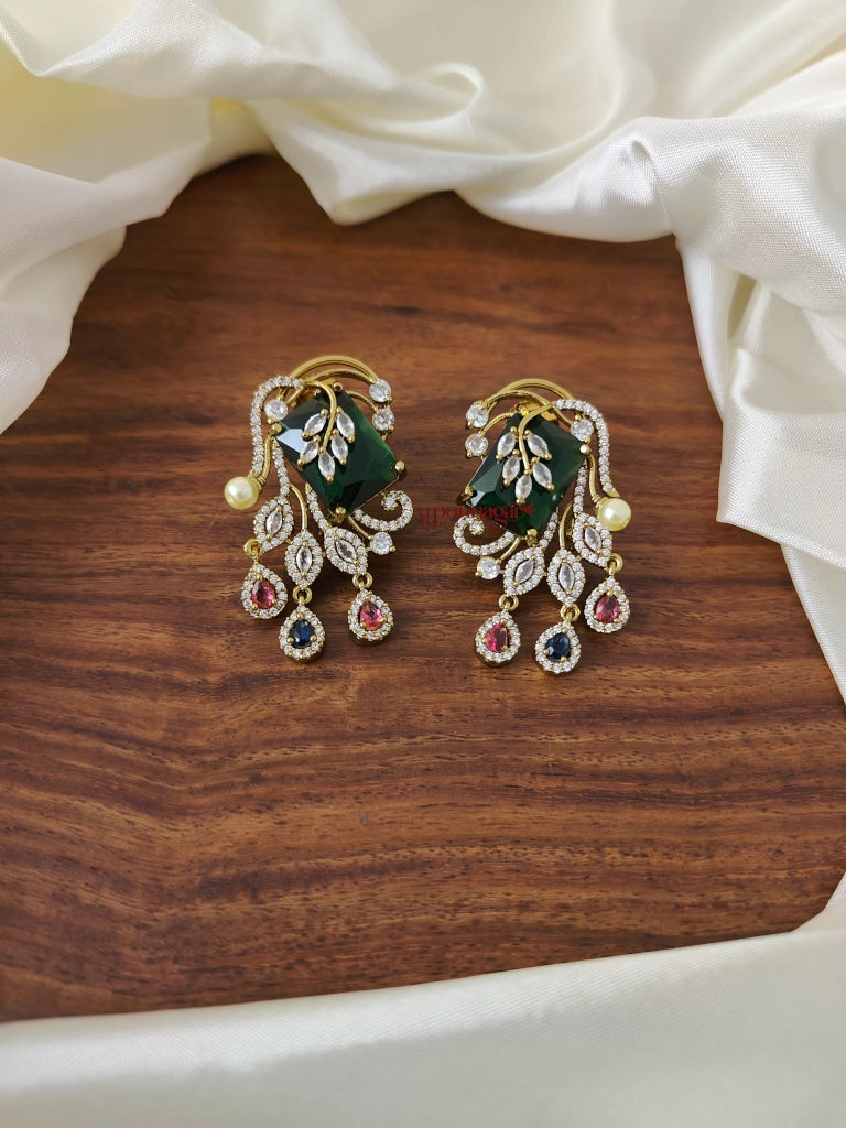 Leafy AD Stone Earring - Multi