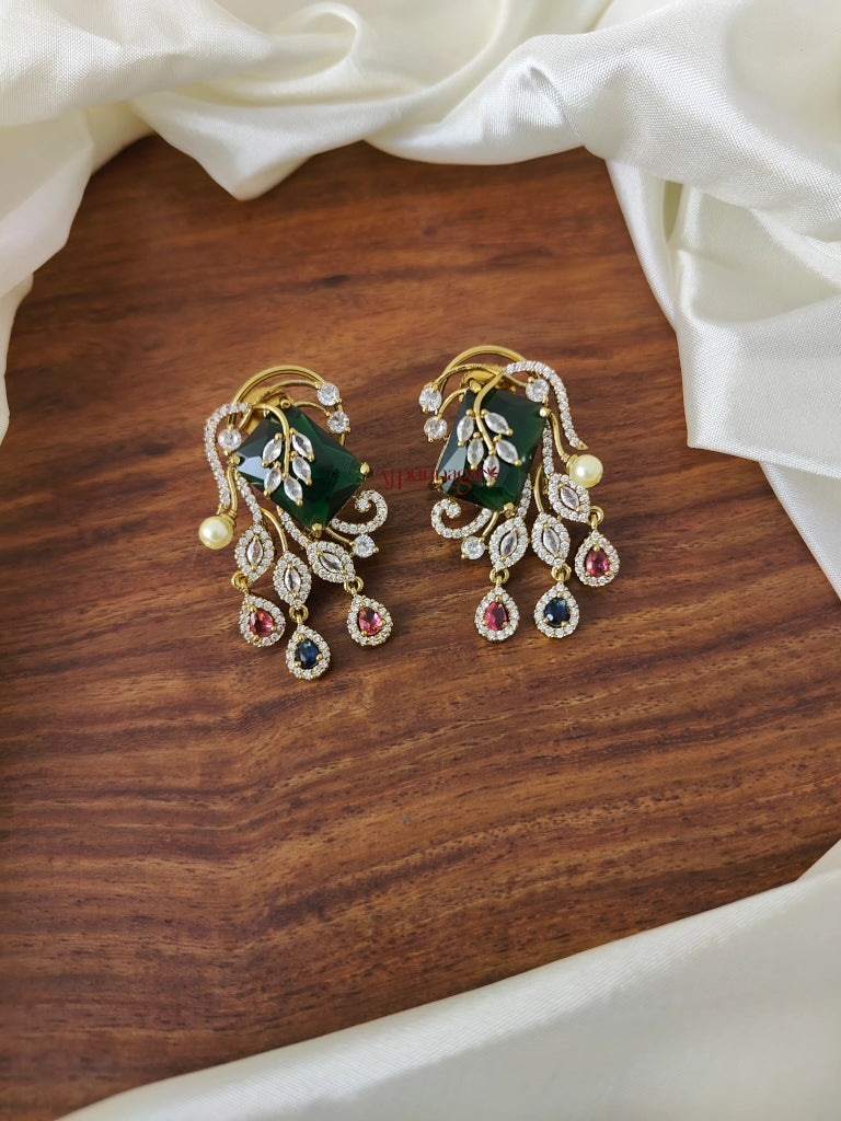 Leafy AD Stone Earring - Multi