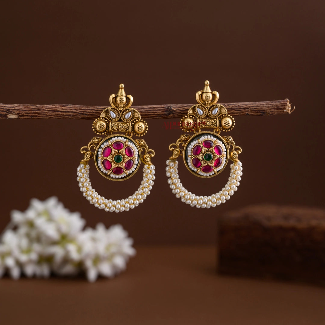Gold Look Alike Chandbali Earring - Multi