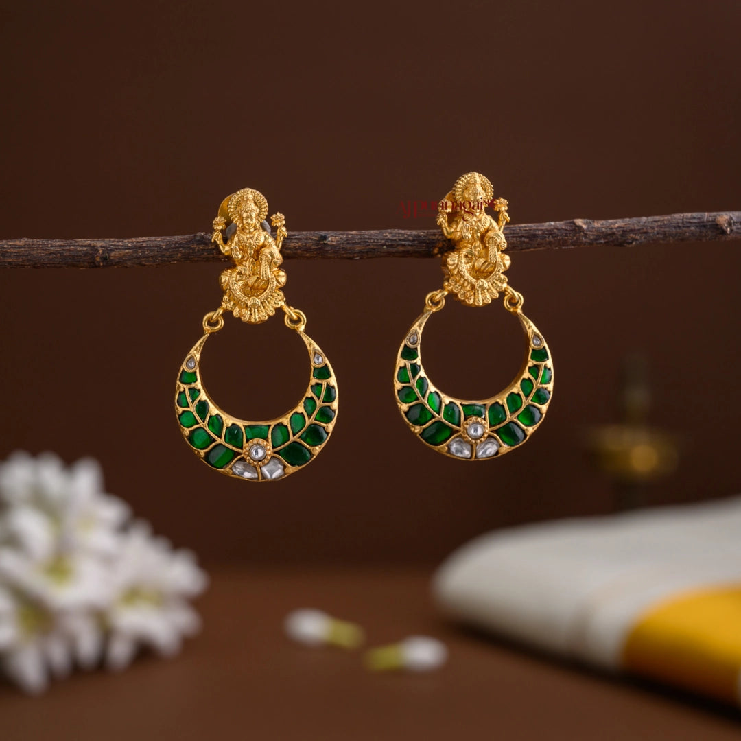 Lakshmi Kundan Jadau Earring - Green