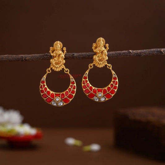 Lakshmi Kundan Jadau Earring - Coral