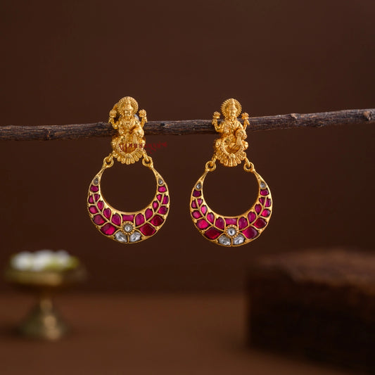 Lakshmi Kundan Jadau Earring - Ruby