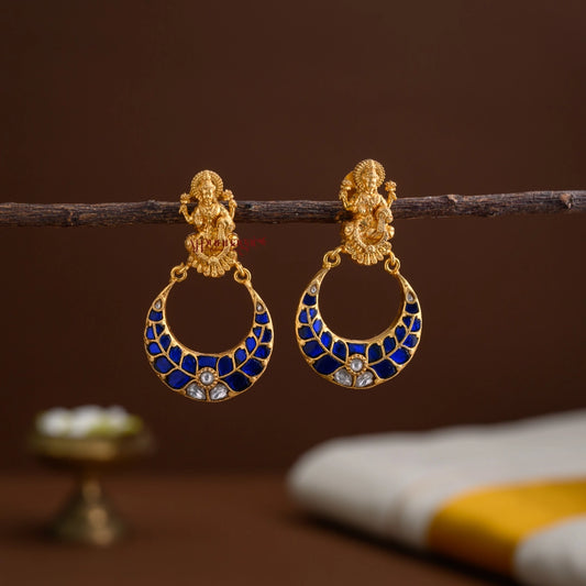 Lakshmi Kundan Jadau Earring - Blue