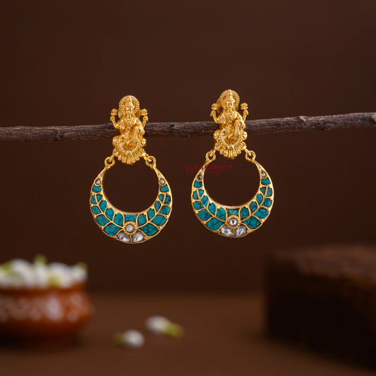Lakshmi Kundan Jadau Earring - Turquoise