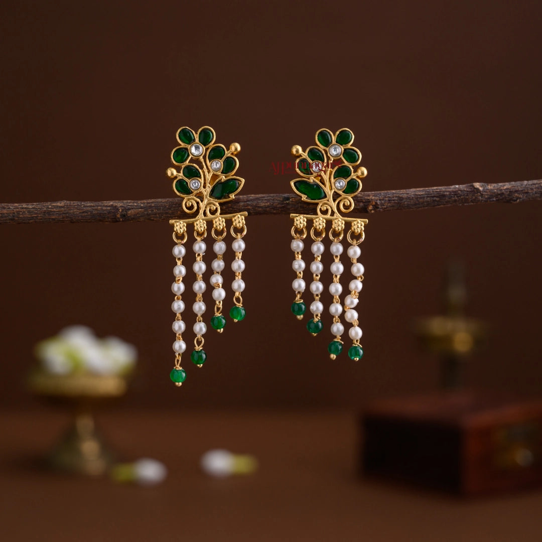Kundan Jadau Floral Earring - Green