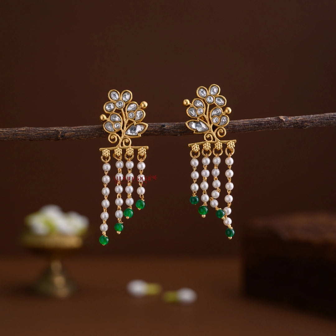 Kundan Jadau Floral Earring - White