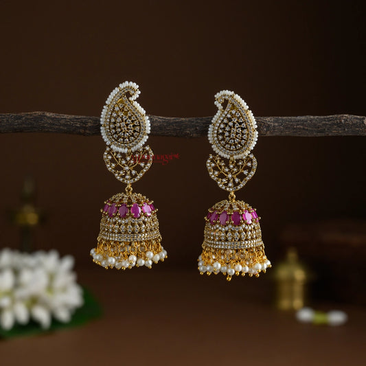 Sparkling Mango AD Bridal Jhumka - Ruby