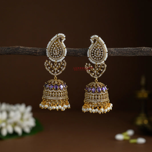 Sparkling Mango AD Bridal Jhumka - Lavender