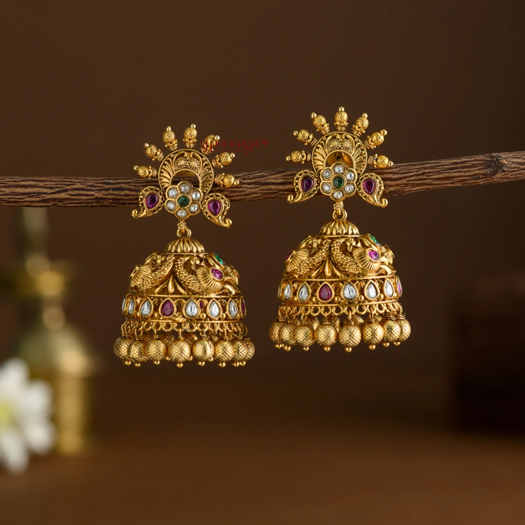 Gold Look Alike Peacock Jhumka