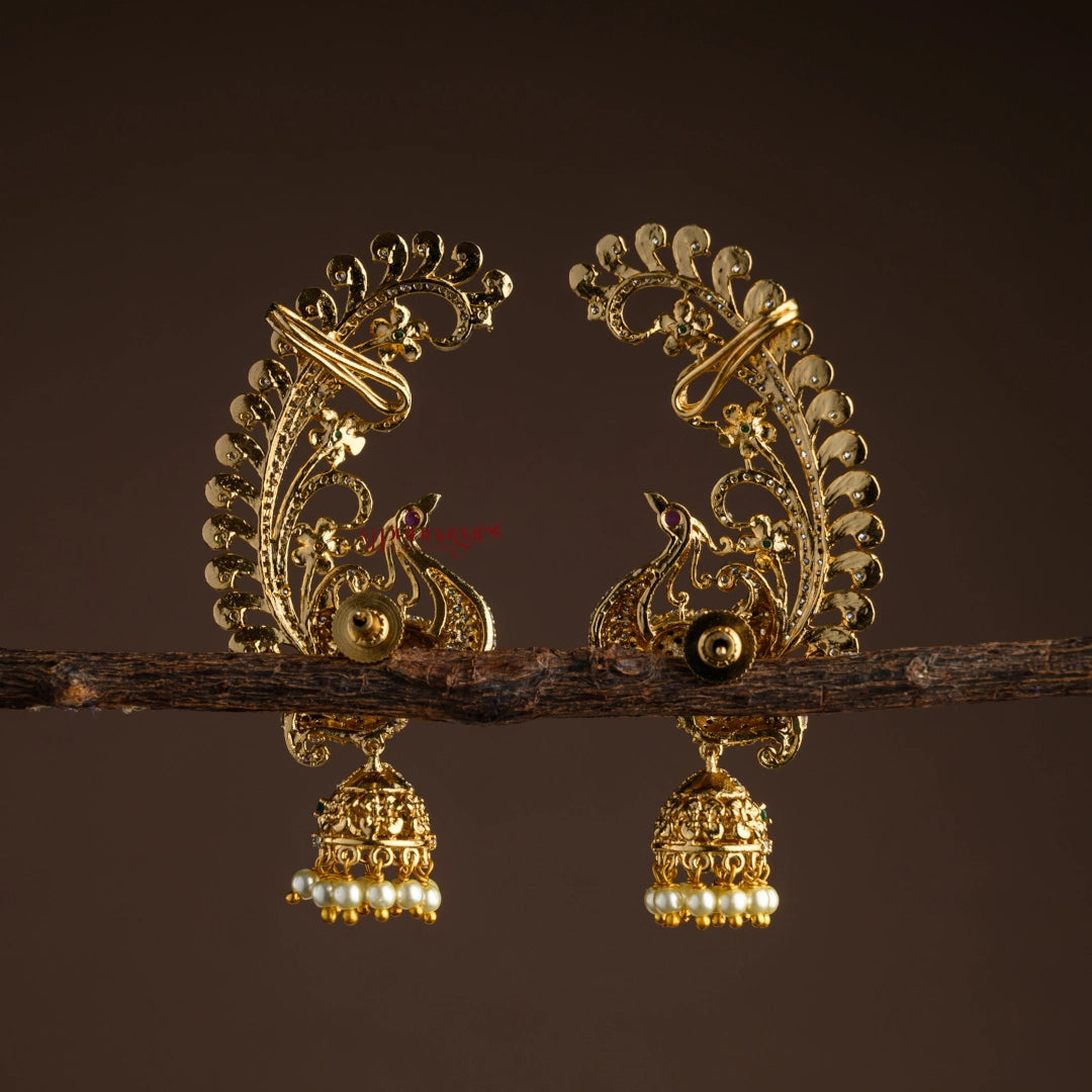 Sparkling Peacock Ear Cuff With Jhumka