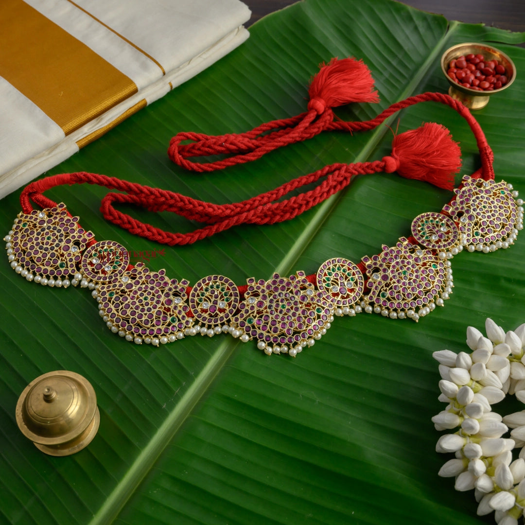 Traditional Peacock Precious Kemp Bridal Hip Belt