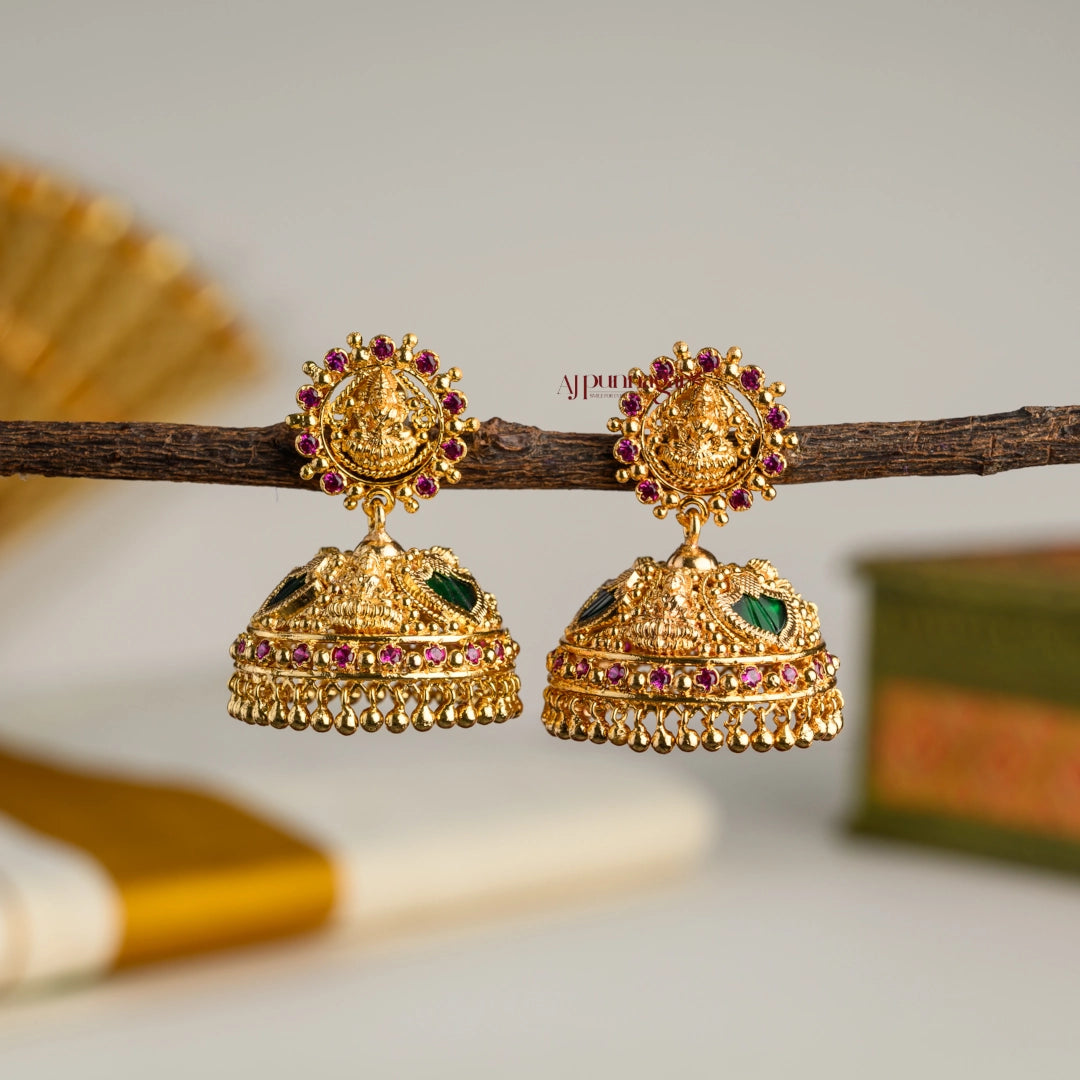Lakshmi With Green Palakka Kerala Style Jhumka