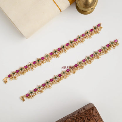 Premium gold-plated floral bridal anklet with AD stones - traditional Indian payal jewelry