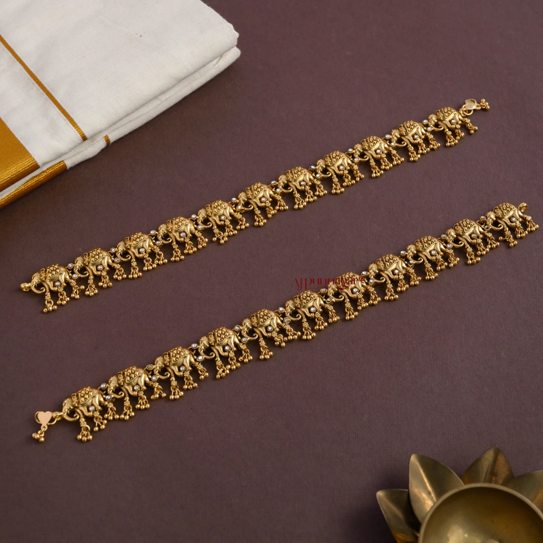 Gold Look Alike Elephant Anklet