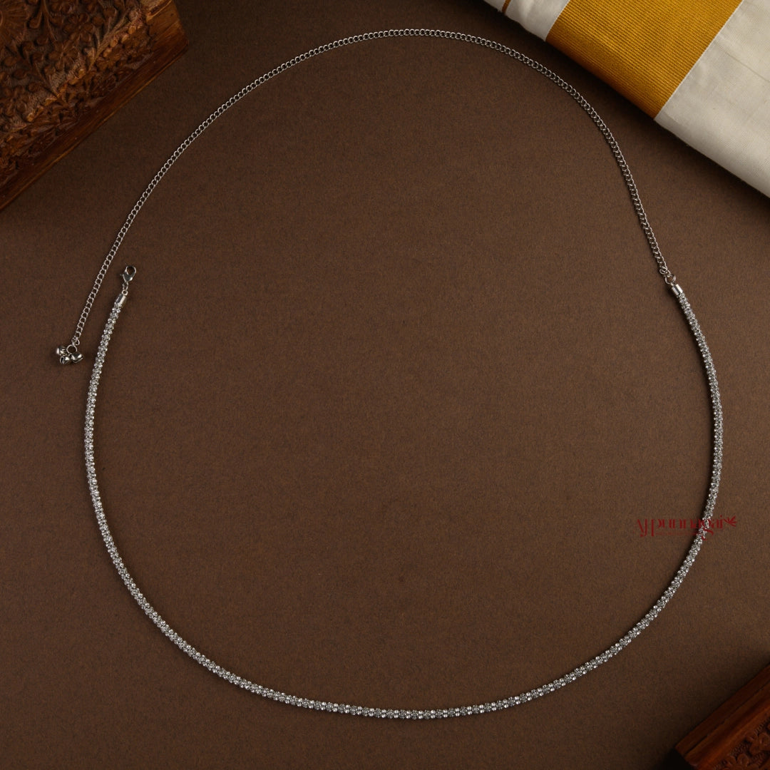 Dazzling AD Silver Finish Sleek Hip Chain