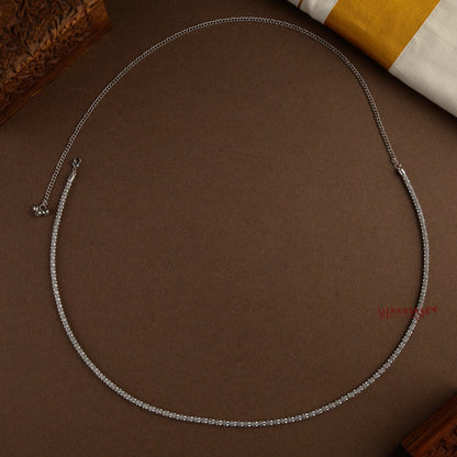 Dazzling AD Silver Finish Sleek Hip Chain