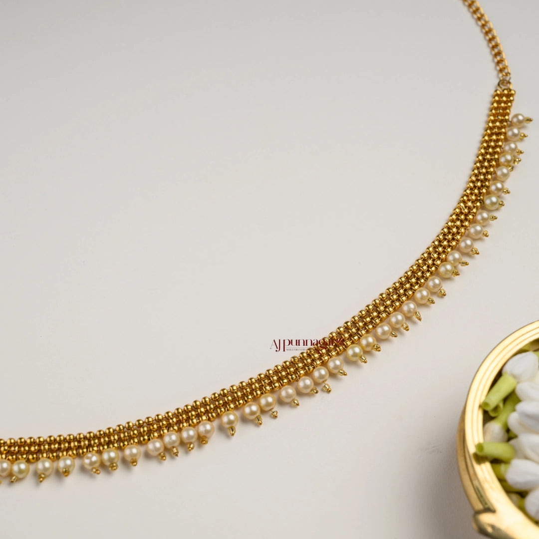 Classy 3 Line With Pearl Sleek Hip Chain