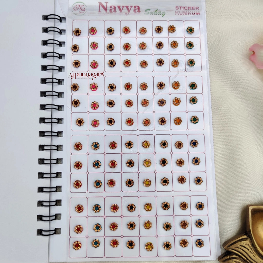 Navya 480 Round Mix Size Gold stone Big Bindi Book