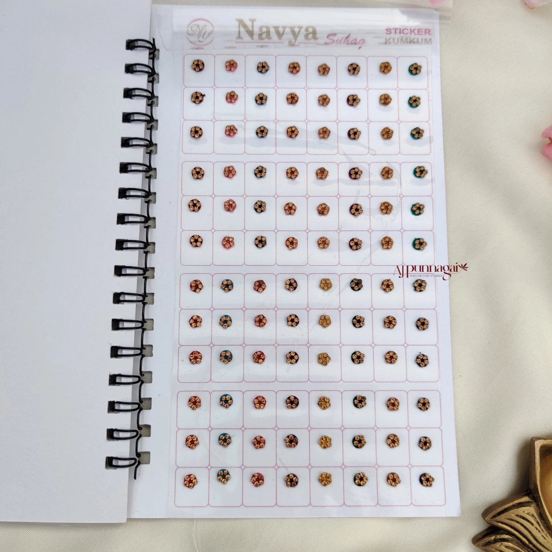 Navya 480 Round Mix Size Gold stone Big Bindi Book