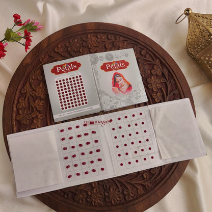 Petals Maroon Round Bindi Sheet - Size 9