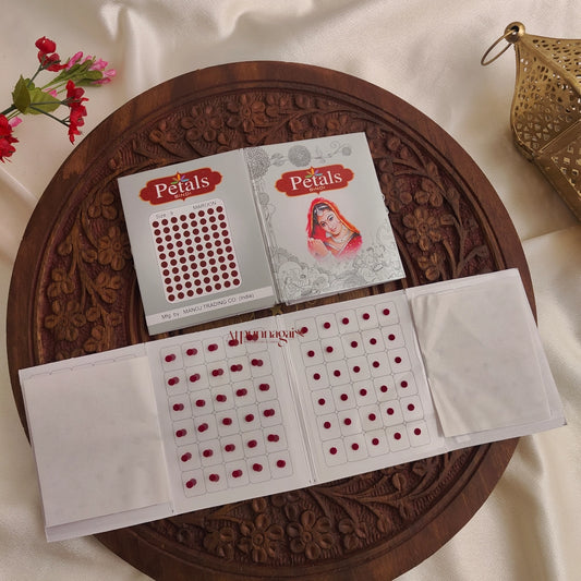 Petals Maroon Round Bindi Sheet - Size 9