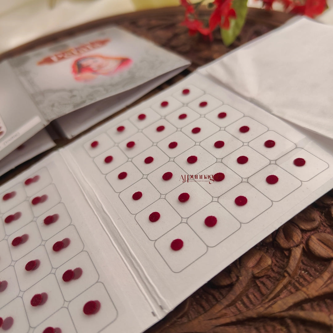 Petals Maroon Round Bindi Sheet - Size 9
