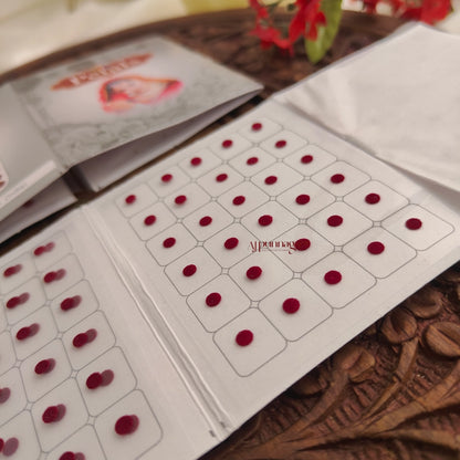 Petals Maroon Round Bindi Sheet - Size 9
