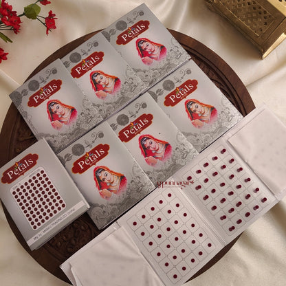 Petals Maroon Round Bindi Sheet - Size 9