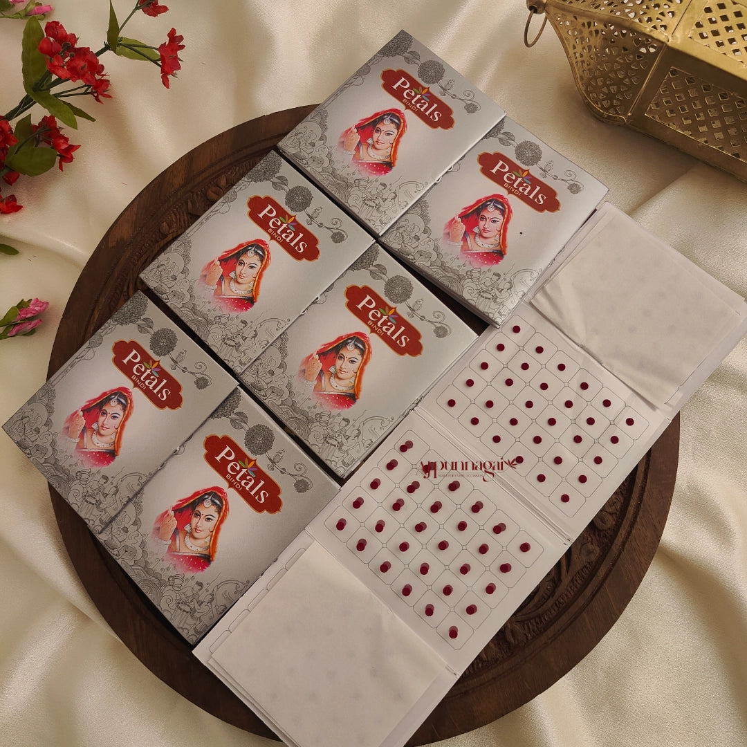 Petals Maroon Round Bindi Sheet - Size 9