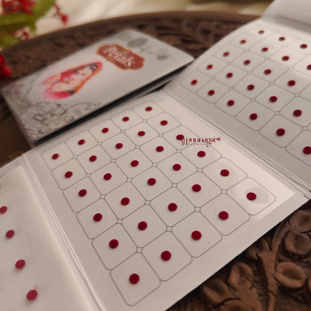 Petals Maroon Round Bindi Sheet - Size 10