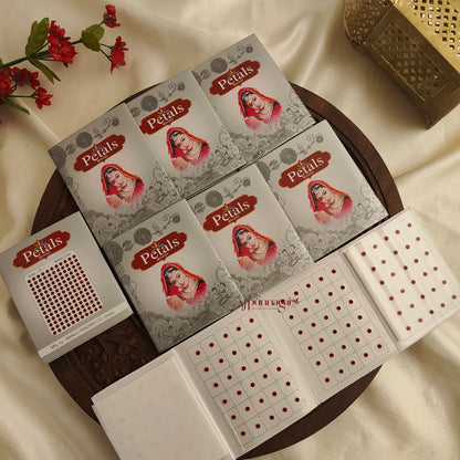 Petals Maroon Round Bindi Sheet - Size 10