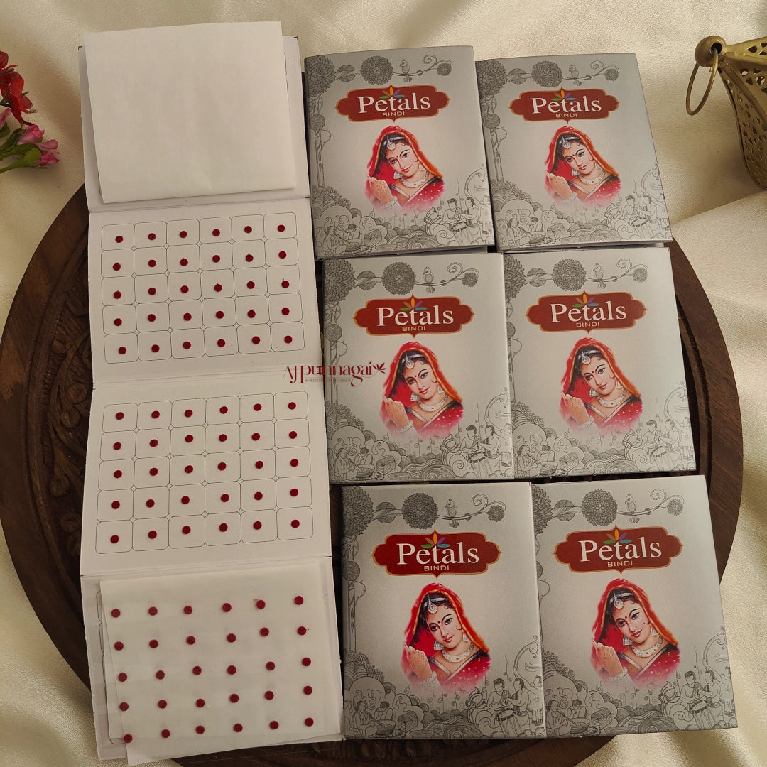 Petals Maroon Round Bindi Sheet - Size 10