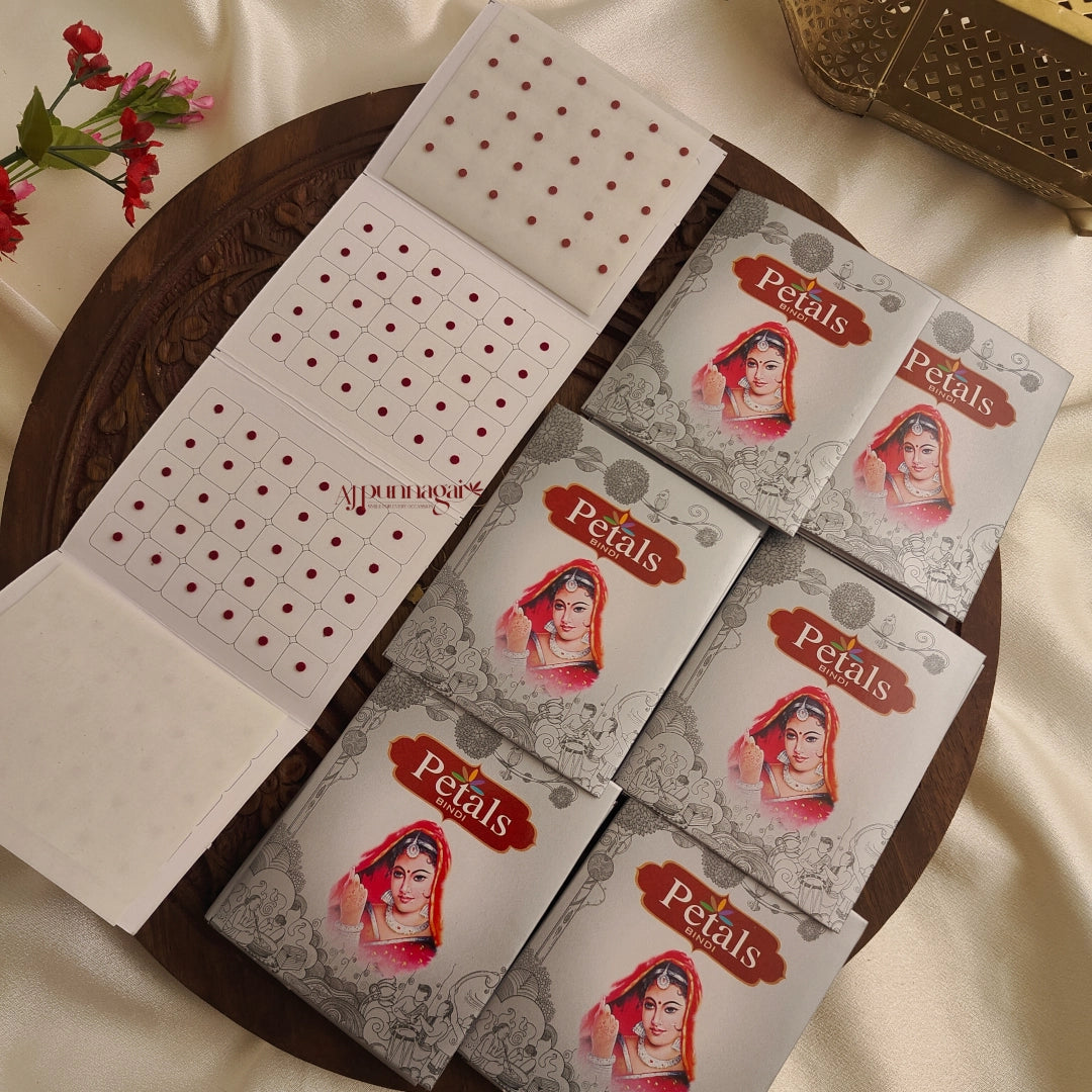 Petals Maroon Round Bindi Sheet - Size 11