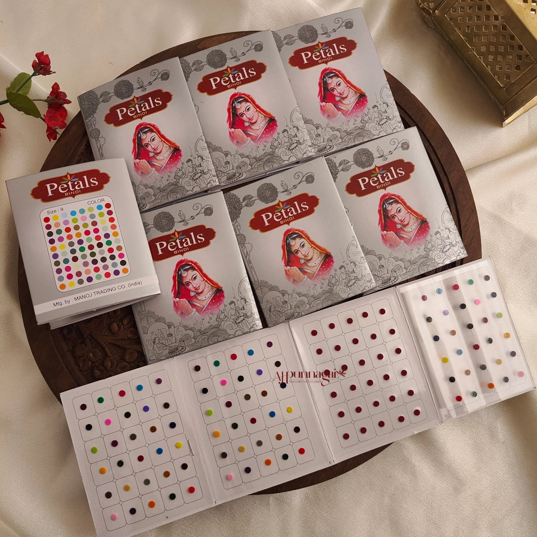 Petals Mixed Colour Round Bindi Sheet - Size 9